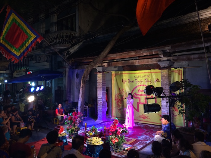 Singer performing in Hanoi Vietnam.